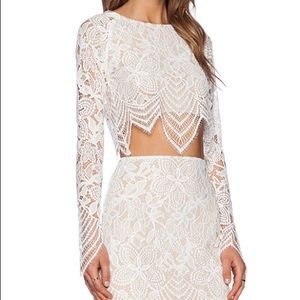 For Love & Lemons Guava white lace crop top